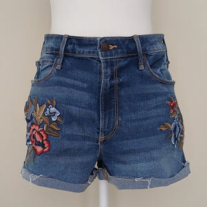 Abercrombie & Fitch High Rise Embroidered Denim Shorts Blue Size 29